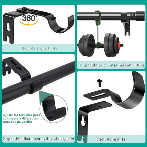 Soporte De Cortineros De Pared Juego De 4 Piezas Resistentes
