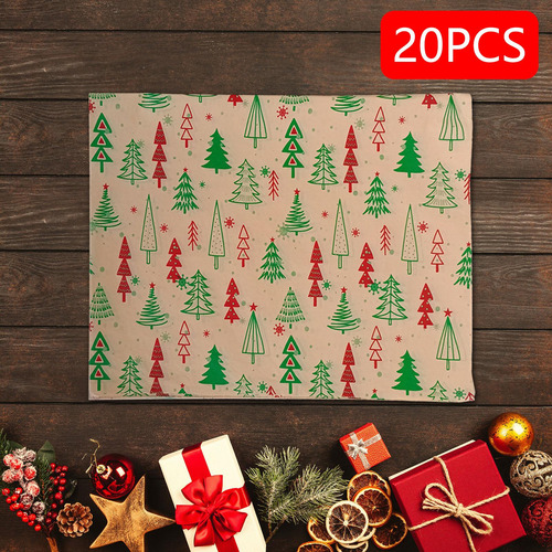 20 Piezas De Papel De Regalo De Navidad, Árbol De Navidad