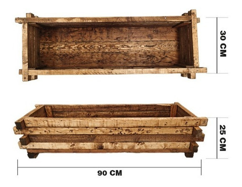 Imagen 8 de 8 de Maceta De Madera Tipo Jardinera De Barrotillo Color Roble