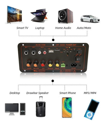 Placa Amplificadora De Audio Y9 Bluetooth5.0 De 300 W, Subwo