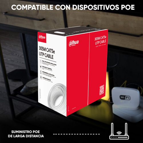 Dahua Bobina De Cable Utp Blanco 100% Cobre Cat 5e 305 Mts
