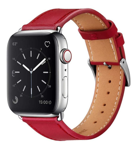 Malla De Cuerina Para Apple Watch 44mm/42mm Red/silver