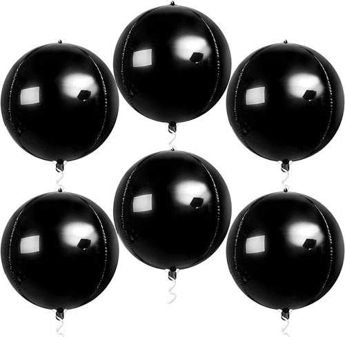 Globo Orbz 4d 22 PuLG Negro Para Aire O Helio 6pzas