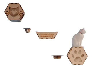 Gym Para Gatos Repisas Colmenas Muro Mdf Accesorios Mascota Color Colmena Gato Corazón