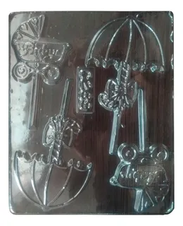 Molde Acetato Baby Shower Coches Y Sombrillas Chocolate C289