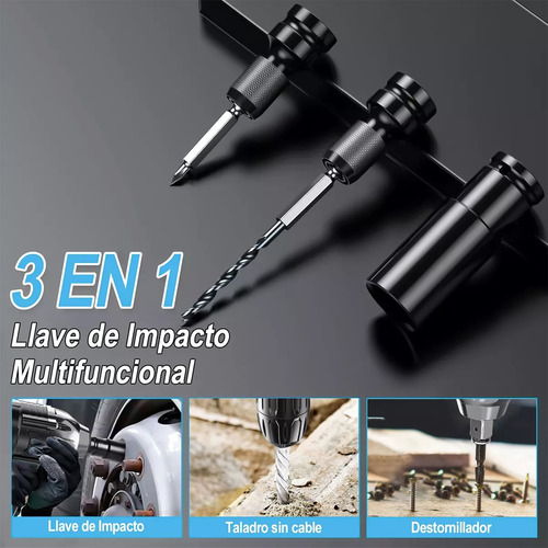 Pistola De Impacto Eléctrica Portátil Sincarbono Inalámbrica De Alta Potencia Glimall 127V 1200N Herramienta de Alto Torque para Desmontaje de Neumáticos y Taladrado Fuerte en Coches o Motos