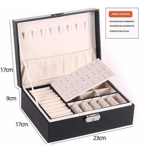 Imagen 4 de 7 de Joyero 2 Niveles, Caja De Joya Doble Capa Organizador Joyas
