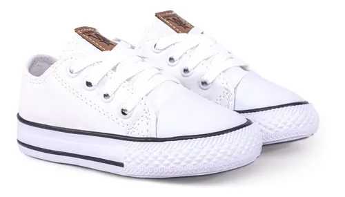 Zapatillas Niños Niñas De Cuero Eco Liviana Moda Blanco Isa