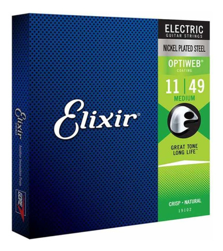 Encordoamento Para Guitarra Elixir 011 Optiweb 19102