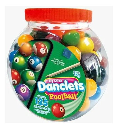 1kg Big Chicle Danclets Ball Pote C/125 Bolão Chiclete Festa