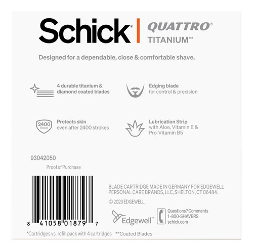 Recambios De Maquinilla De Afeitar Schick Quattro Titanium D