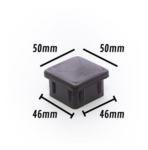 Imagem 2 de 4 de 10 Tampa Ponteira Interna Embutir Metalon 50x50 Preta
