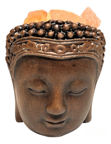 Lampara De Sal Himalaya - Cara Buda De Cemento 11 X 10 Cm