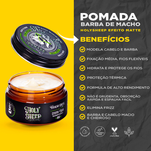 Kit Pasta Modeladora Holy Sheep Efeito Brilho E Seco 2 Unid