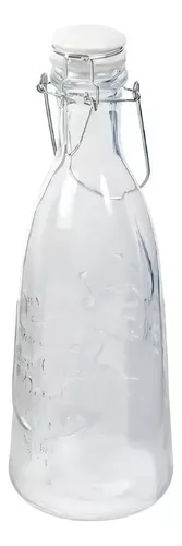 Botella de agua de vidrio de 1 litro, diseño de corte de cristal con tapa  abatible hermética para leche, agua, jugo (multicolor, 3 piezas)