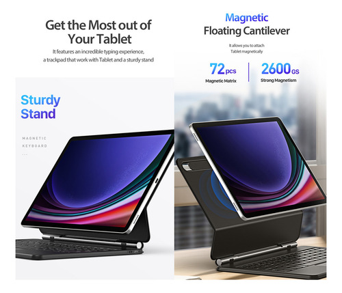 Teclado Magnético Para Galaxy Tab S7 Fe/ S7 Plus/ S8 Plus