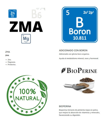 Imagen 5 de 10 de Zma Platinum Testrol Zma+boron+bioperine 90 Capsulas