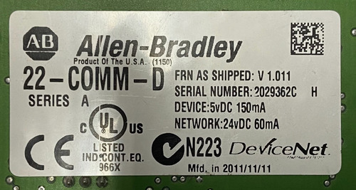 Módulo Devicenet Allen Bradley Powerflex 22-comm-d