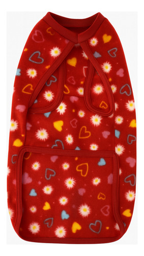 Poncho Polar Chaleco Estampado Perros Ropa Invierno Abrigo Talle 7 -- Margaritas Y Corazones
