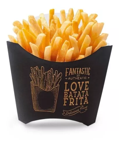 500 pçs Embalagem Batata Frita - Linha Black