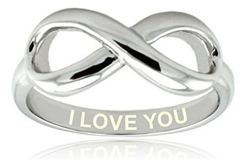 Sterling Silver I Love You Engraved Infinity Rin