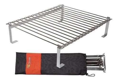 Parrilla Plegable/desarmable Mochilera Con Funda Camping