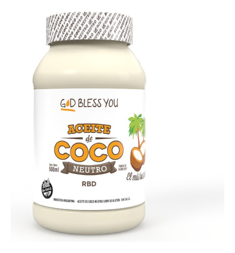 Aceite de coco God Bless You neutro 500ml