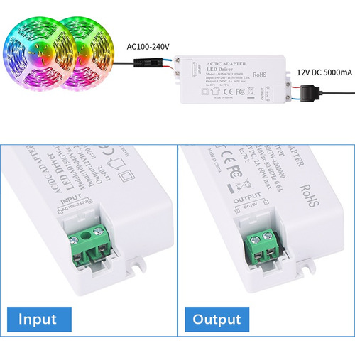Led Driver 60w Transformador Para Tiras Luces Y Lámpara