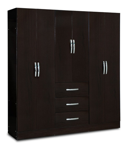 Placard Máximo Family 6 Puertas 3 Cajones 169 Cm Color Chocolate