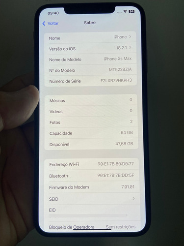 Iphone Xs Max 64 Gb Gold Vitrine Fotos Reais No Anuncio 100% Dourado (Usado)