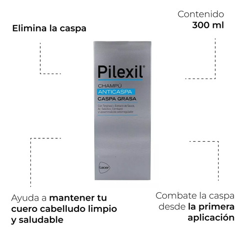 Pilexil Shampoo Anticaspa Grasa Frasco Con 300 Ml