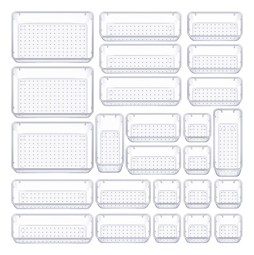 Wowbox Juego De 25 Organizadores De Cajones De Plstico Trans