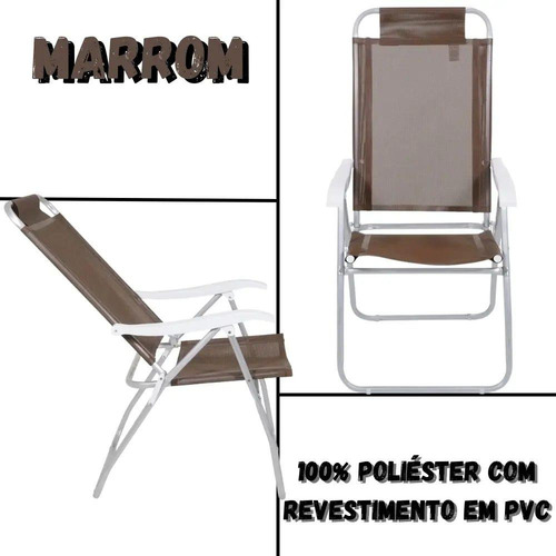 Cadeira De Praia Reclinável Prosa Em Alumínio Marrom Bel