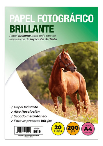 Papel Fotográfico A4 Brillante 200 Gr Adetec- 8019