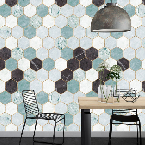 Imagen 7 de 8 de Vinilos Decorativos Pared Marmol Hexagonos
