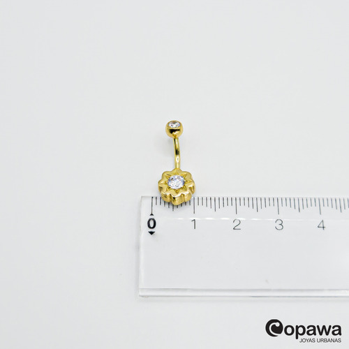 Piercing Ombligo Navel Oro 18k Sol 4mm - Copawa Joyas