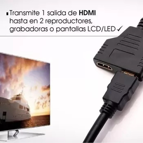 Imagen 2 de 4 de Splitter Hdmi 1x2 Cable Adaptador Derivador 1080p Espejo