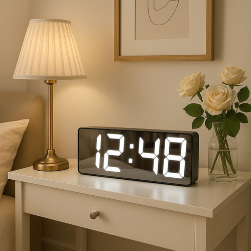 Relógio Digital De Mesa E Parede Led Com Data E Alarme