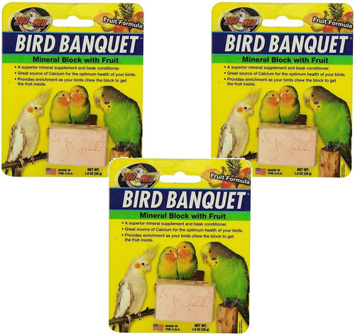 Zoo Med Laboratories Bird Banquet Fruit Mineral Blocks, Sm