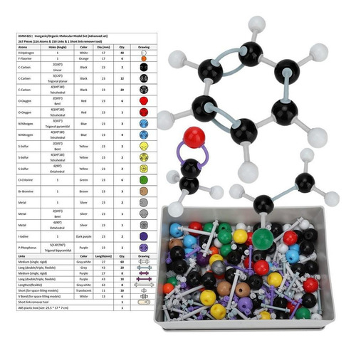 267 Pcs Molecular Orgânica Estrutura Inorgânica Kit Atom Lin