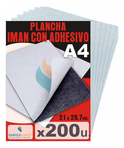 Plancha Imán A4 Autoadhesiva Paquete 200 Hojas Flexible 03mm