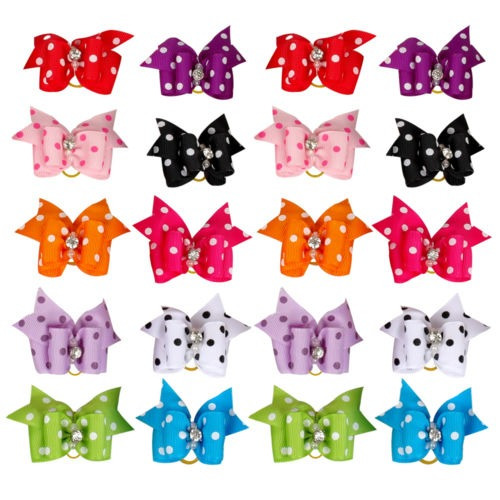 50pcs Lindo Diamante Punto Impresión Gato Perro Pelo Arco Na