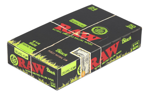 Papel De Liar Crudo Negro Orgánico De 1 1/4 (78 Mm) 1200 Pap