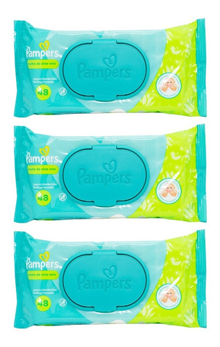 Pampers Kit X3 Toallitas Húmedas Aroma Aloe Vera Bebes 