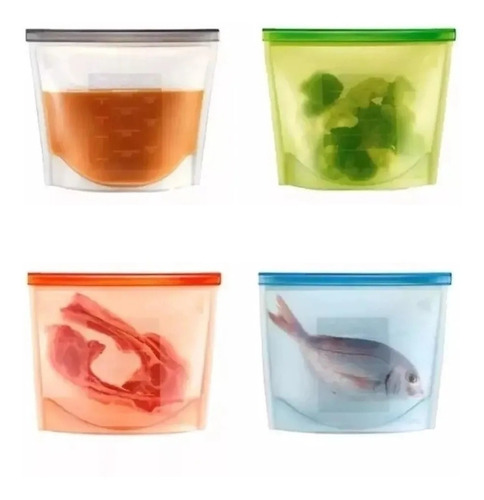 10 Porta Alimentos Saco Silicone Reutilizável Freezer Micro