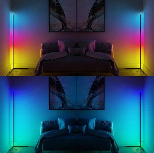 Lámpara Conexion Usb De Pie Luces Led Rgb Control Remoto