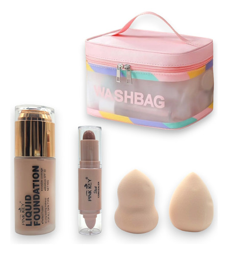 Kit De Base De Maquillaje, Corrector,esponjas Y Cosmetiquera