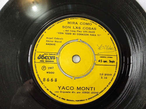 Vinilo Single De Yaco Monti Volveras Con El Verano(w21