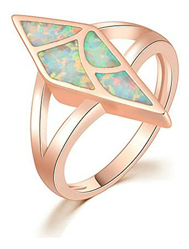 Cinily Opal Ring-14k Chapado En Oro Rosa Ópalo Rosa Zirconia