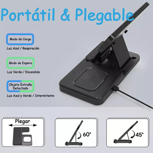 Cargador Inalámbrico 3 En 1 Base De Carga Rápida Para iPhone